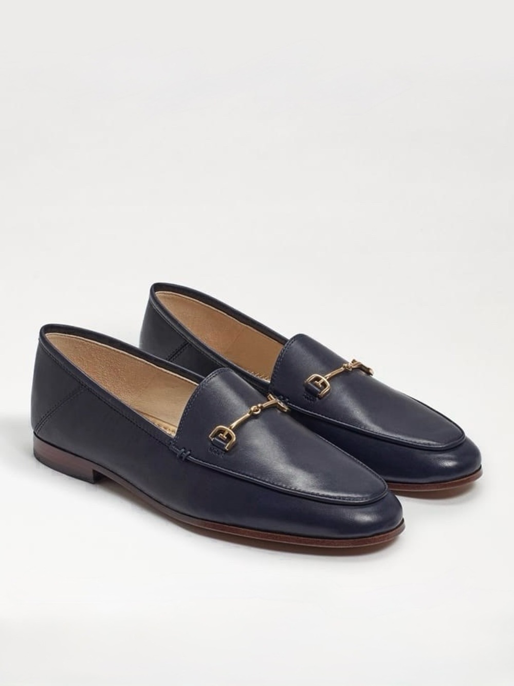 SAM EDELMAN Loraine Bit Loafers Navy Blue Leather Horsebit Shoes 8.5
